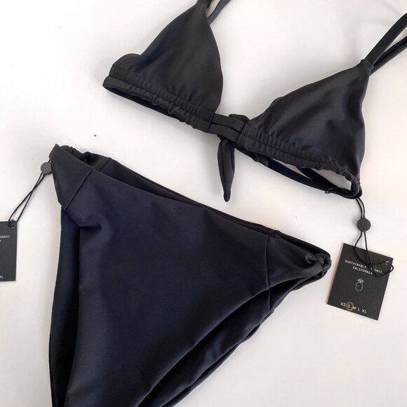NWT Skatie Swimwear x The Salty Blonde Black 2 pcs Bikini Set Sz S Top/M Bottom - Picture 3 of 7